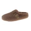 French flat-bottomed fluffy slippers for women's outer wear 2025 autumn and winter new models are great-looking, one pedal, velvet Mary Jane cotton m