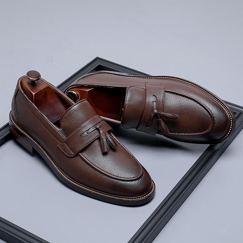 Business Leather Shoes Men'S Foot Loafers Tassel Heightening Casual Men'S Shoes One Pedal Loafers 24302-B