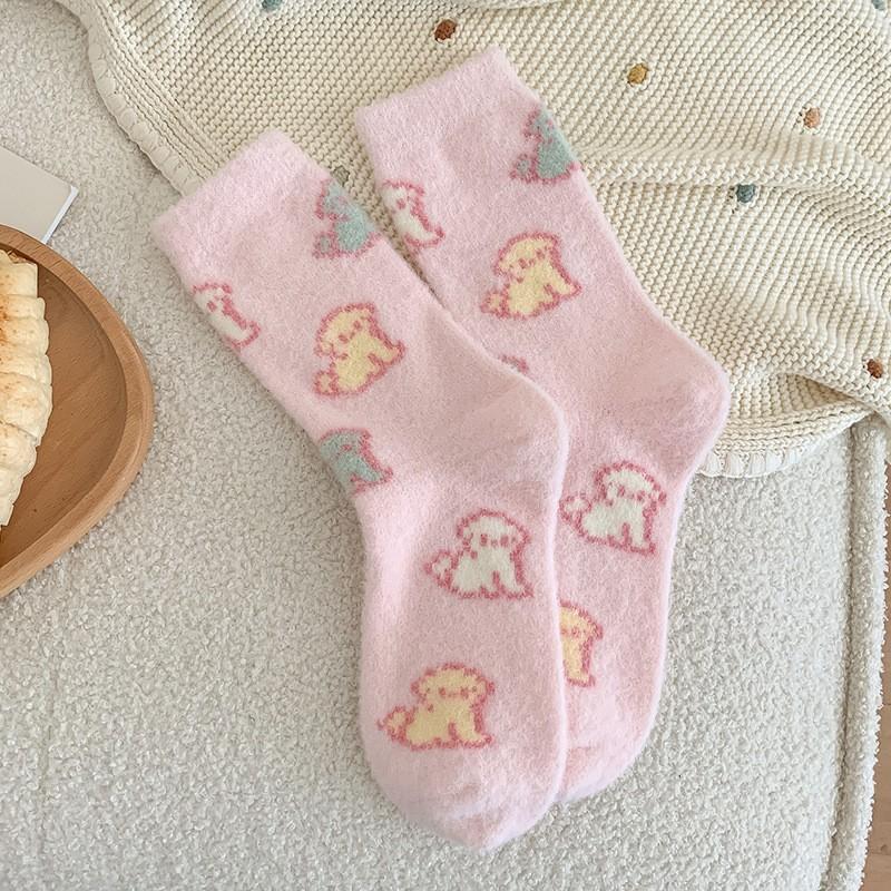Socks Australian Fleece Stacking Socks Season Fleece Thickened Warm Striped Cute Cartoon Home Floor Sleeping Socks