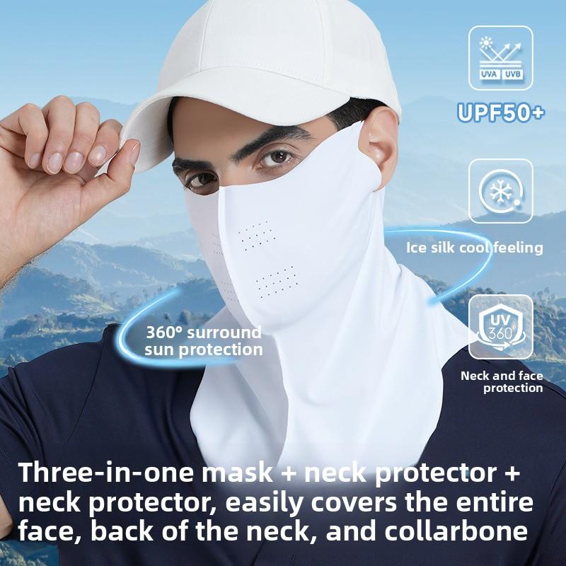 Ice silk sunscreen mask for women, UV protection mask with integrated neck protection, sunshade veil, cross-border outdoor cycling mask for men