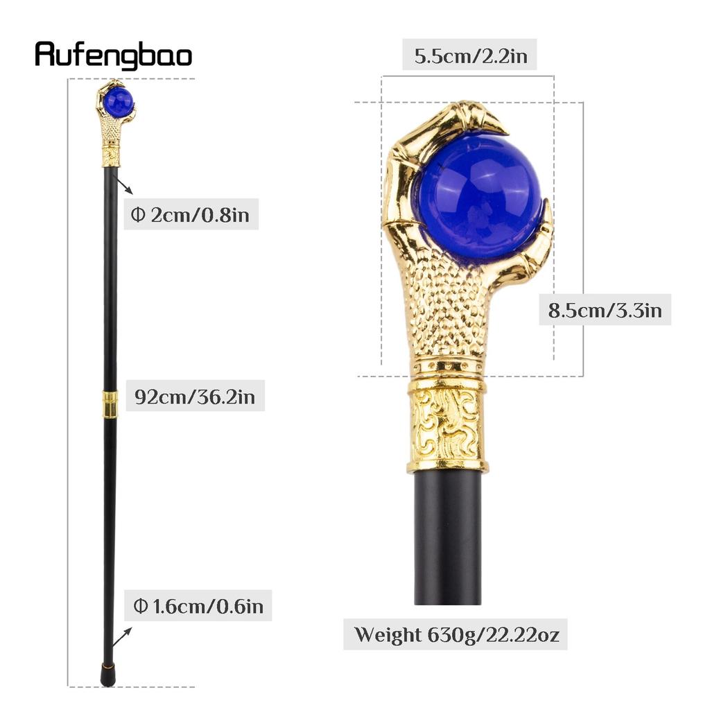 Drachenklauengriff, blaue Glaskugel, goldener Gehstock, modischer dekorativer Gehstock, Cosplay-Gehstock, Knauf, Crosier, 93 cm