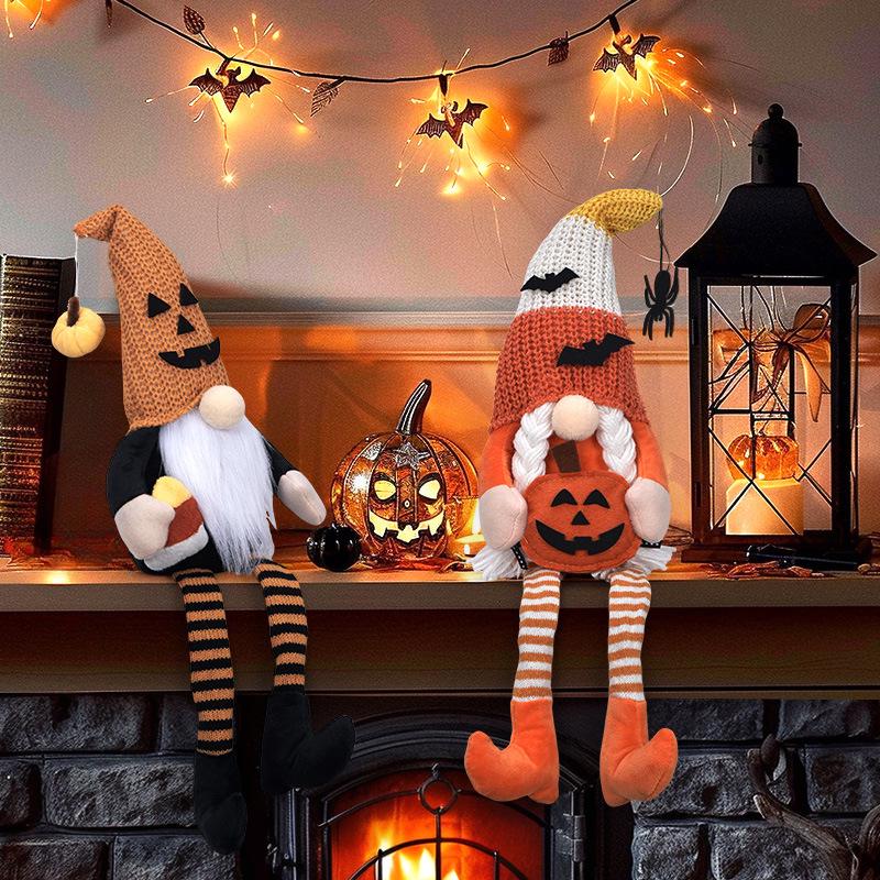 Halloweenová panenka trpaslíka s dlouhýma nohama a bez tváře se špičatým kloboukem - Kreativní přeshraniční dekorace