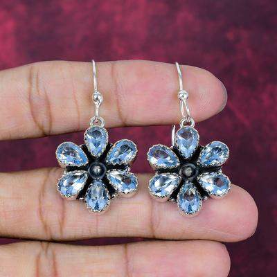 Orecchini fatti a mano con pietra preziosa di tanzanite, orecchini in argento sterling massiccio 925, gioielli antichi, orecchini per regalo di fidanzamento