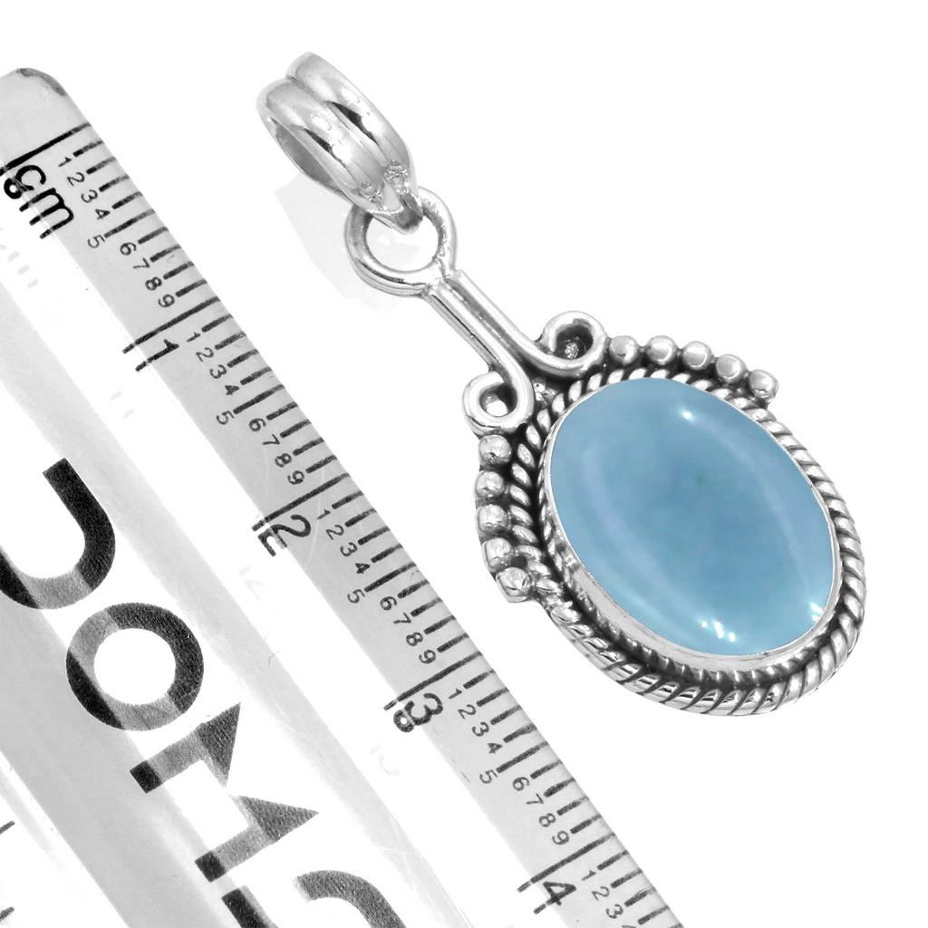 925 Sterling Silver Pendant Women Gemstone Handmade Jewelry Easter Gift Amazonite Angelite Blue Opal Botswana Agate Mohave Azurite Chrysocolla Fashion