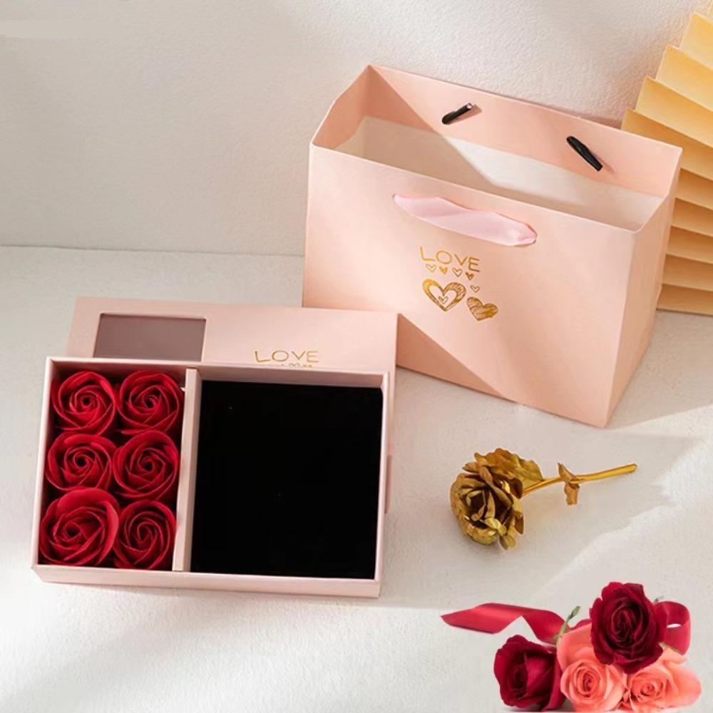 Window Opening Ring Box Eternal Flower Jewelry Gift Packaging Box  for Wife Mom Girlfriend