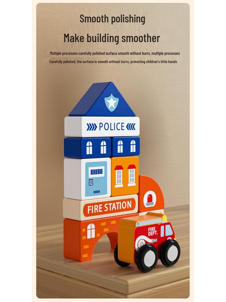 Magnetic Wooden City Train & Building Blocks Set for Kids