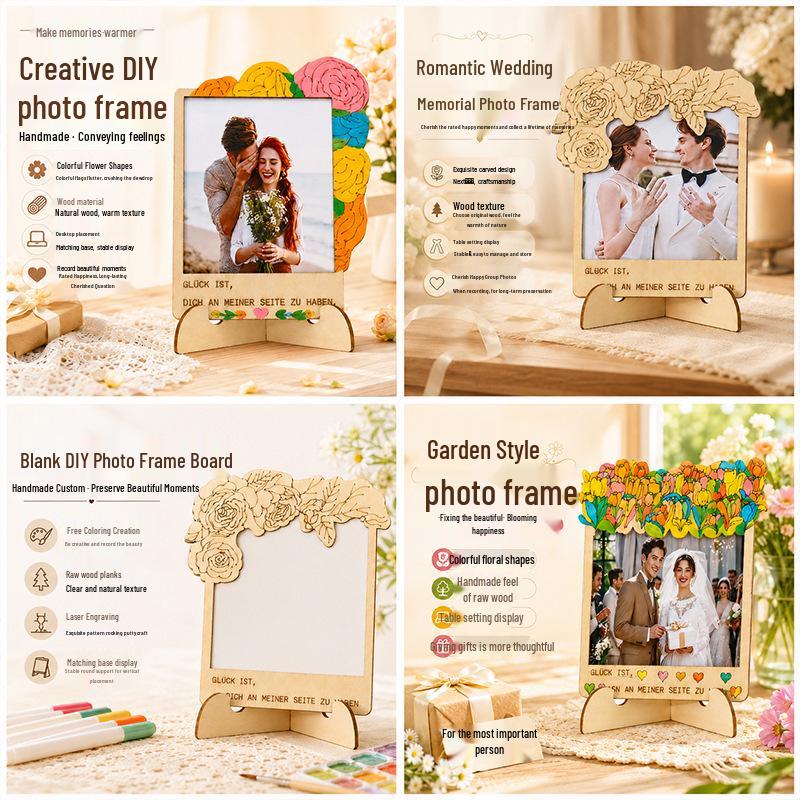 DIY Hand-Painted Colorful Wooden Photo Frame and Ornaments Kit