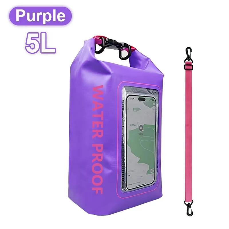 2L/5L Dry Bag Touch Screen Swimming Waterproof PVC Bag Rafting Floating Shoulder Outdoor Sports Bags Surfboard Kayak Storage Bag