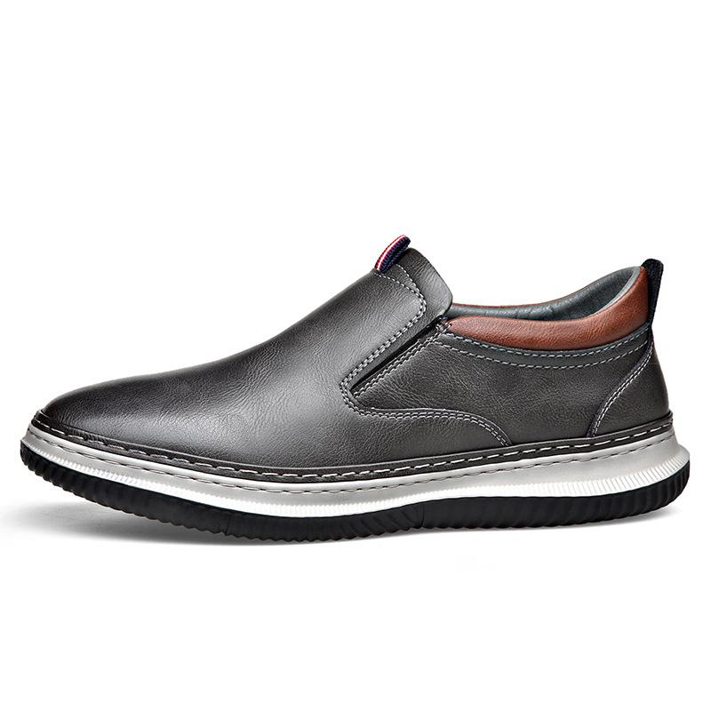 FashionCow Leather Fashion Casual New Designer Shoes for Men Spring Autumn Sports Platform Loafers Male Solid Color Driving Shoes Men