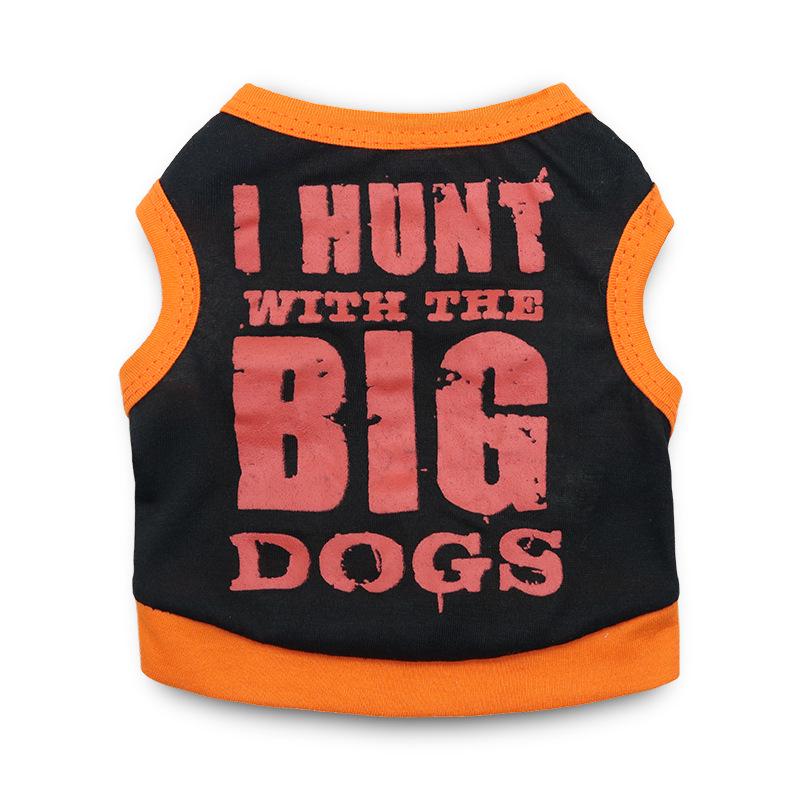 Black Printed Cotton Dog Vest - Spring/Summer Style for Teddy and Large Breeds S