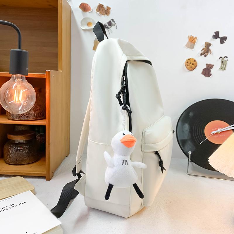 Solid Color Student Schoolbag Male Large Capacity Travel Backpack Female Junior High School Student Backpack