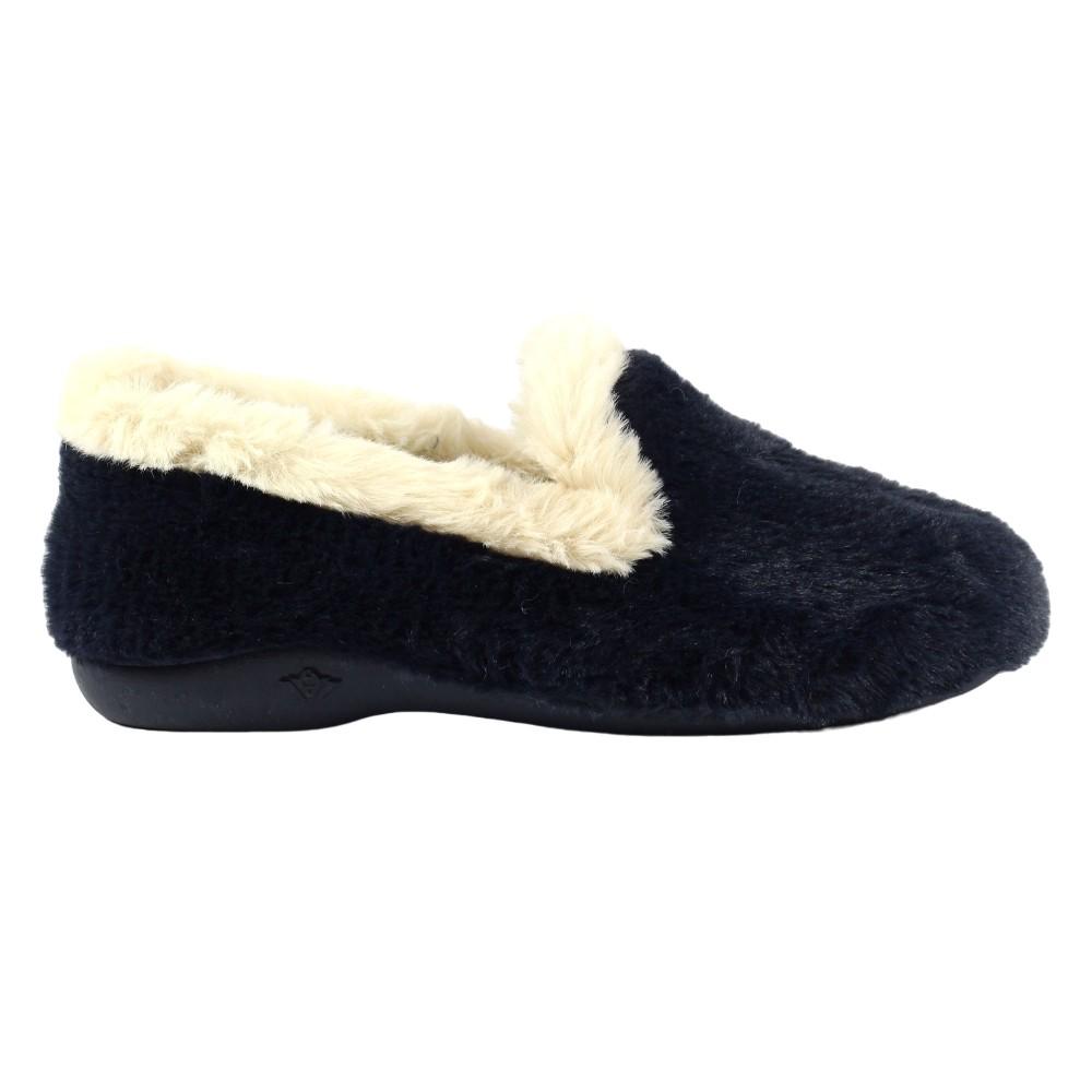 Lunar Womens/Ladies Shake Faux Fur Trim Slippers