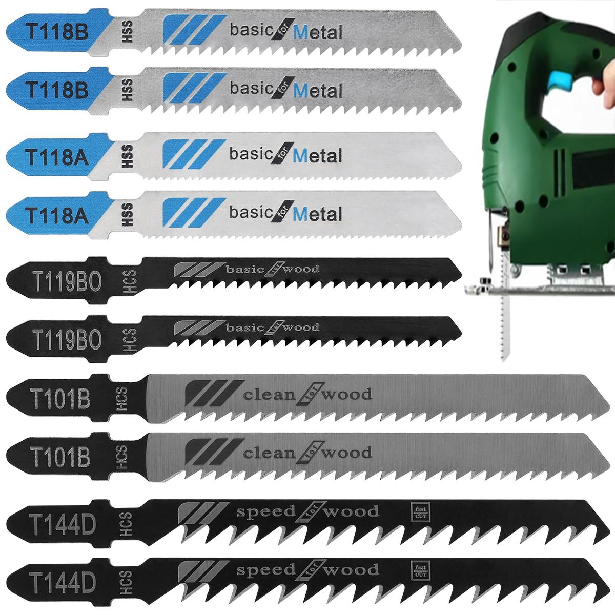 

Набір лез для лобзика Вуглецева сталь Різноманітні пильні полотна з Т-подібним хвостовиком Швидкорізальні леза для лобзика Тонке деревообробне металорізальне інструментальне лезо 10Pcs