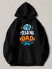 Funny "I'm Telling Dad" Hooded Sweatshirt with Fashion Glasses & Mustache Print - Black Pullover Hoodie Suitable for Father's Day
