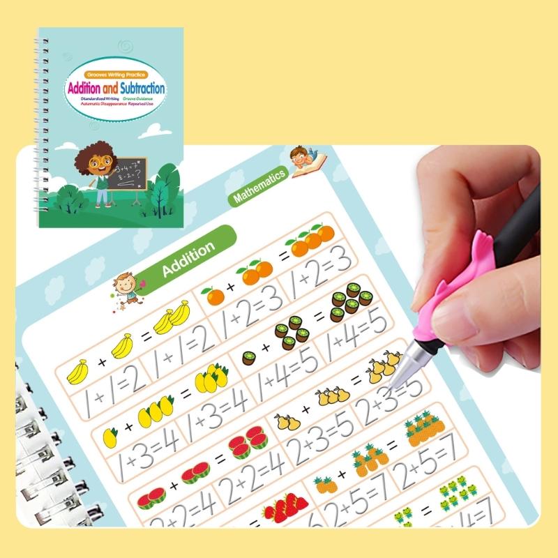 4 Stück Magisches gerilltes Schreibübungsheft Kalligrafie-Übungsbuch Für Vorschulkinder Schreibfähigkeiten Üben