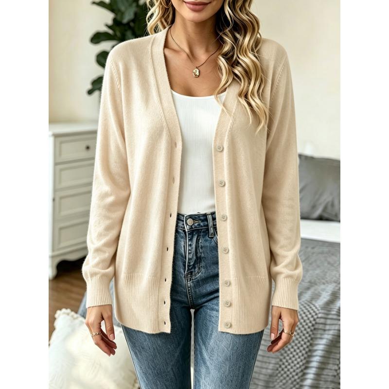 Women S Mid Length Long Sleeve Knit Cardigan Single Breasted Daily Outerwear