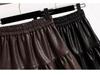 Plus Size High-Waisted PU Leather A-Line Layered Mini Skirt Pants for Spring/Autumn - Fluffy, Anti-Exposure, Slimming