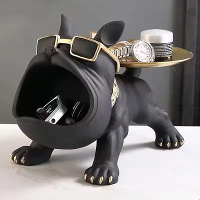 30cm Heimdeko Bulldogge Figur Hundestatue Aufbewahrungsbox Tier Ornament Kunstharz Handwerk Kunst Skulptur Figur Zuhause Welpe Skulptur