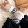 Black-and-White Striped Bracelet Exaggerated Retro Cuff Bangle Contrast Striped Bangle  Daliy Wear