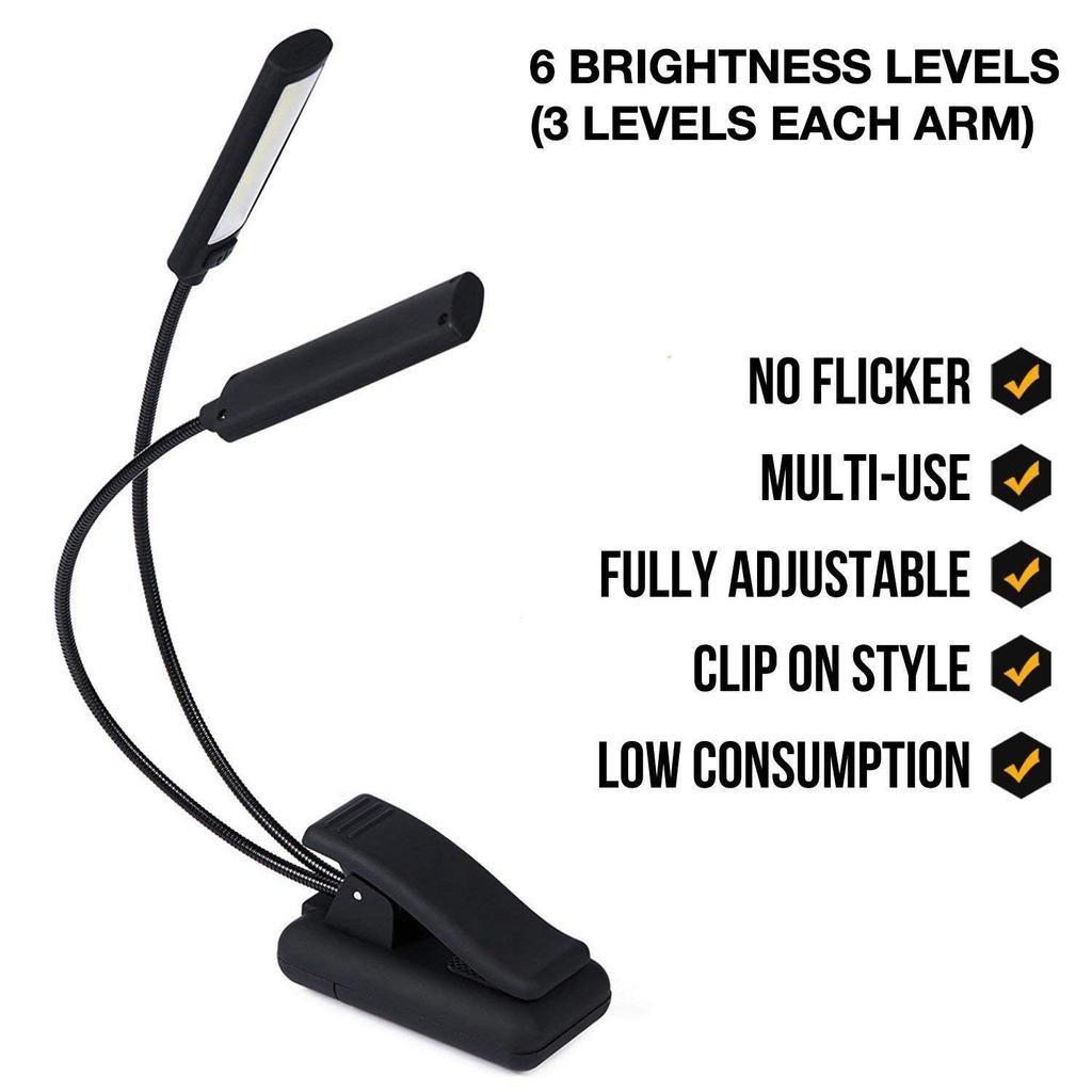 Andifany Clip-on LED Music Stand Light - Flicker-Free, Fully Adjustable, 6 Brightness Levels - for Reading, Orchestration, Mixing, and DJing