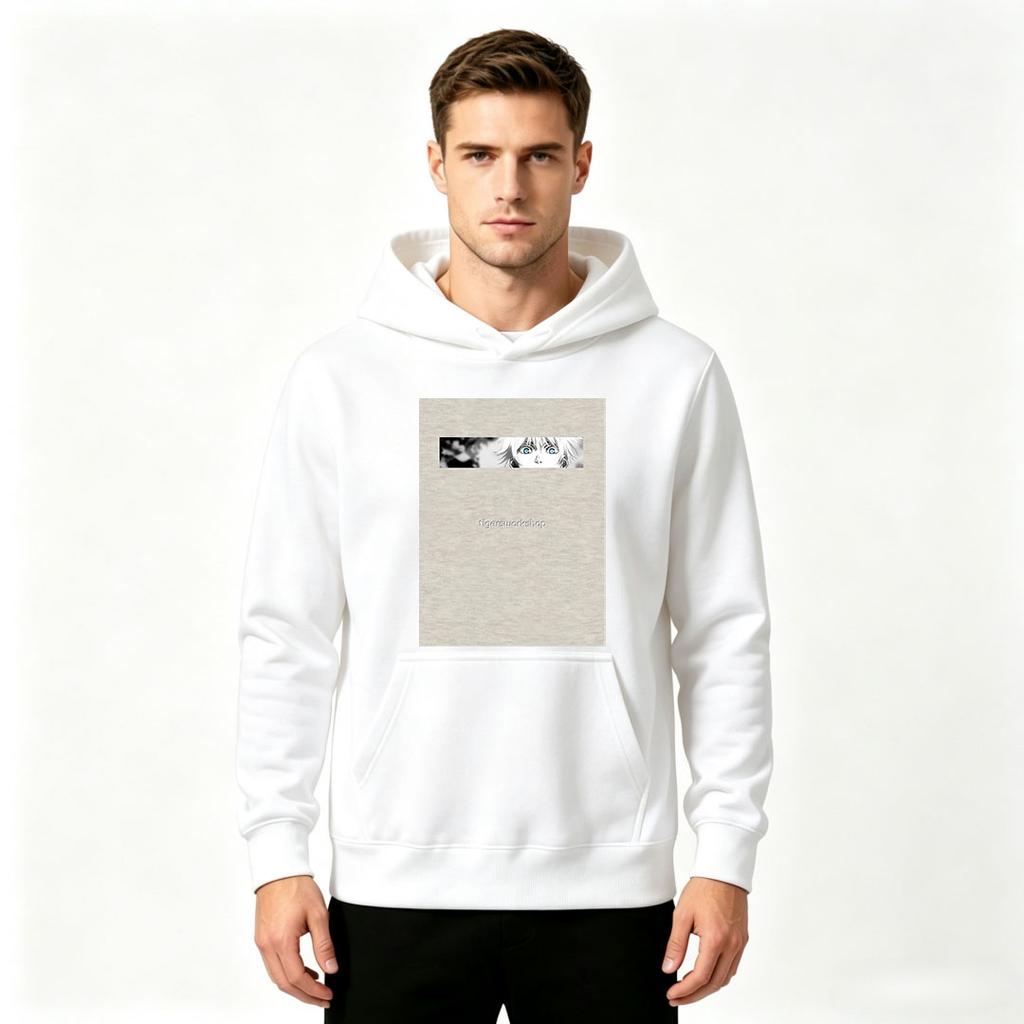 Men's Anime Eyes Graphic Print Pullover Hoodie Casual Long Sleeve Sweatshirt for Daily Wear