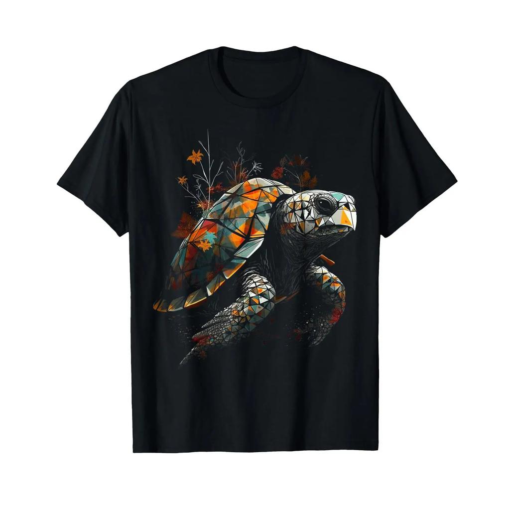 Art Turtle Shaped T Shirt Black Vintage Washed Comfortable Fashion Soft Homme Slightly Streetwear Stretched Unisex Breathable