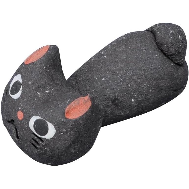 Kawaii Chopstick Rest, Handmade Black Cat, Approx. W4 D2 H1.5, 081311