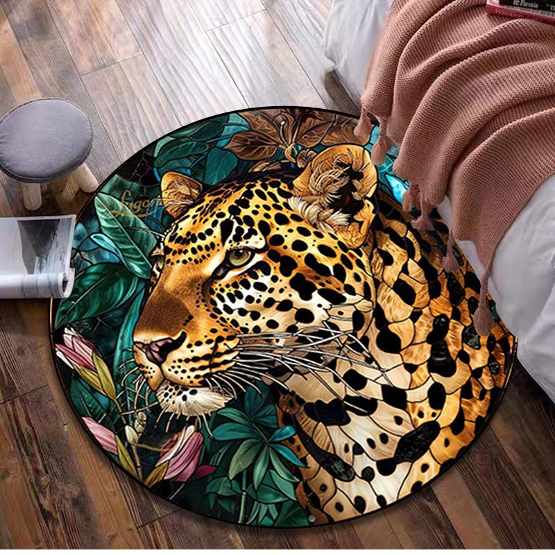 Animal Tiger Circular Rug - Office Decorative Carpet For Living Room Bedroom Door Mat Floor Rug Computer Chair Area Rug