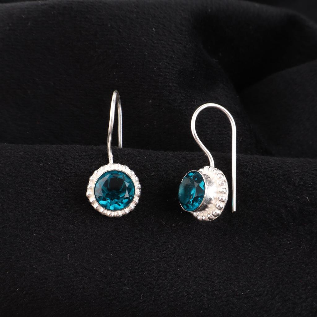 Apatit Edelstein 925 Sterling Silber Schmuck Handgefertigt Tropfen/Hängeohrringe 0.93" EE-177-11