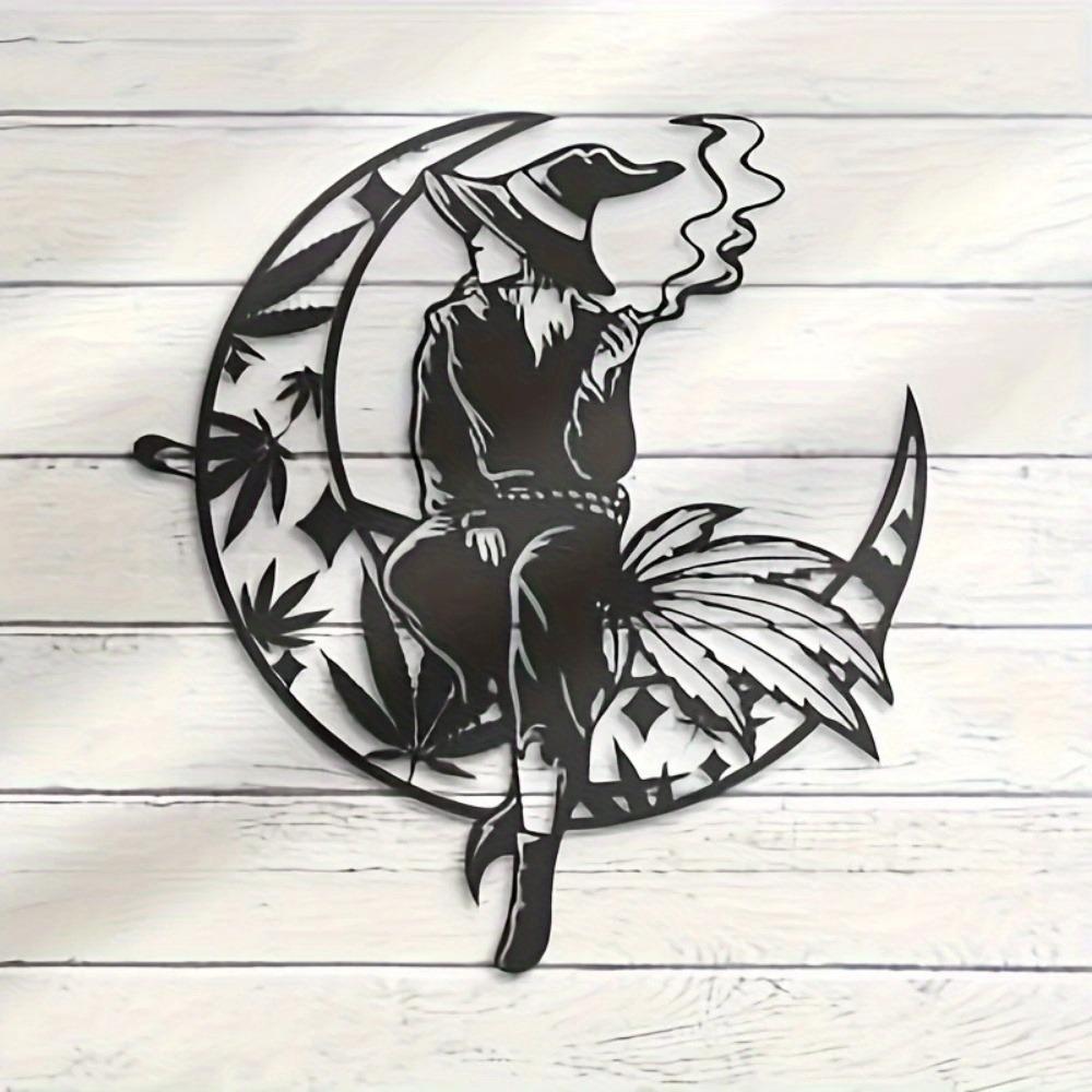 Halloween Witch Moon Metal Wall Art Home Decor Spooky Statue