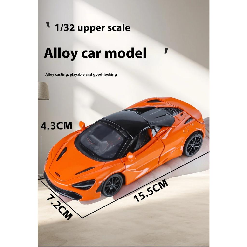 1/32 McLaren 720S Car Model Simulation Sound and Light Bring Back To Pull Forward Children's Toy Car Birthday Gift Christmas