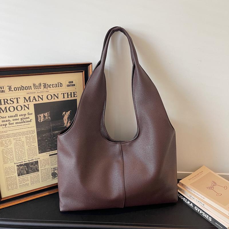Women's Retro Korean Style Large Capacity PU Tote Bag for Versatile Use