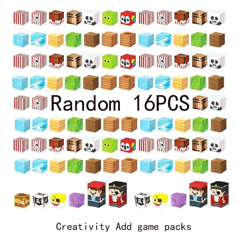 Magnetic Building Blocks Mine World Undead Pirate Ship Cube Magnet Set for Kid Age 3+ DIY Model Children Creativity Gift