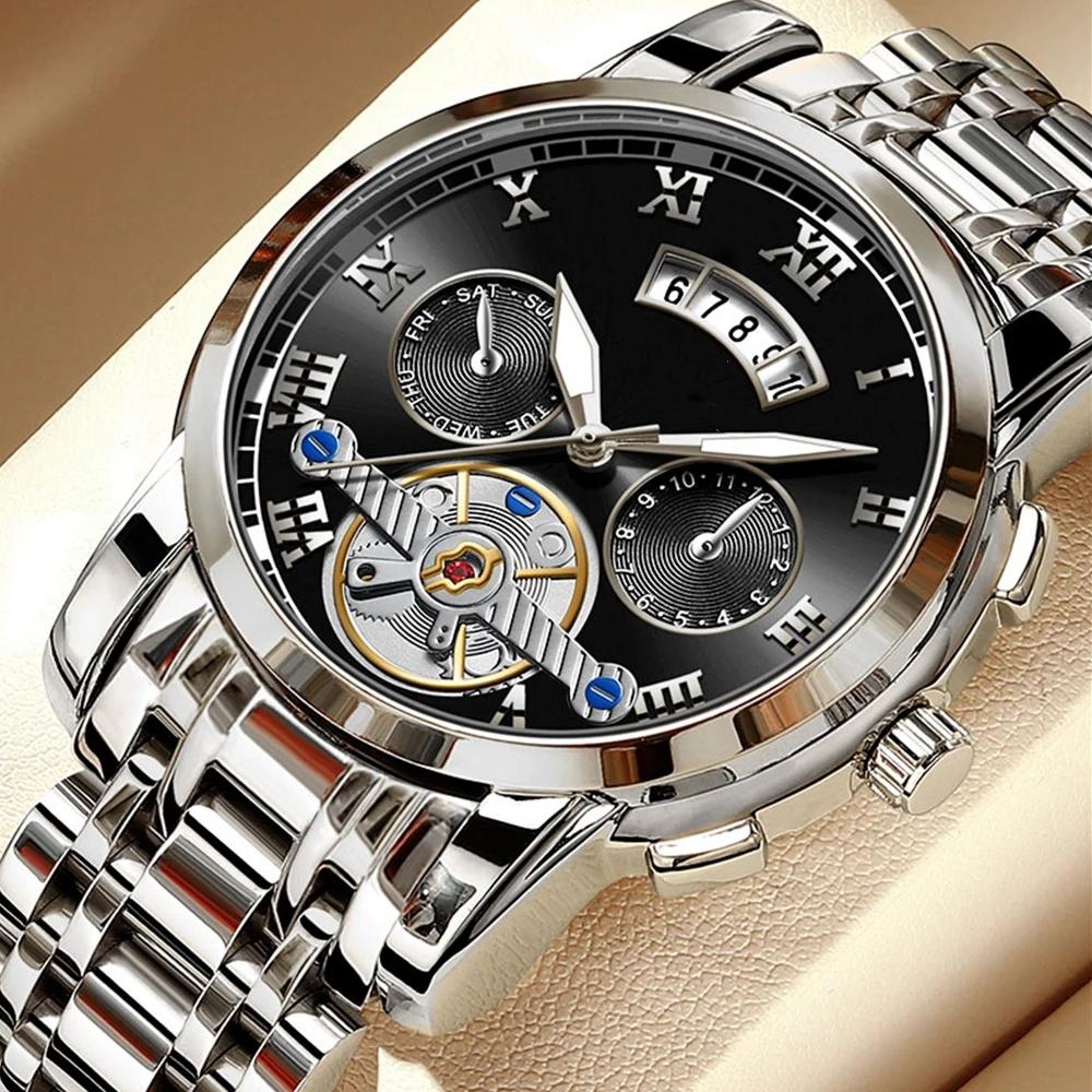 Mens Stainless Steel Luminous Clock Watch Casual 3Bar Waterproof Outdoor Sport Wristwatch