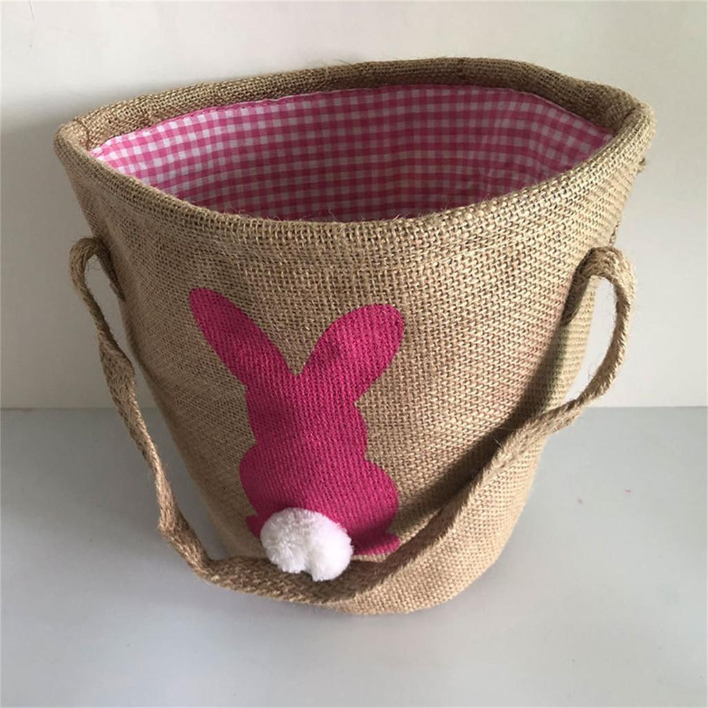 Easter Basket Holiday Bunny Printed Canvas Gift Carry Eggs Candy Bag
