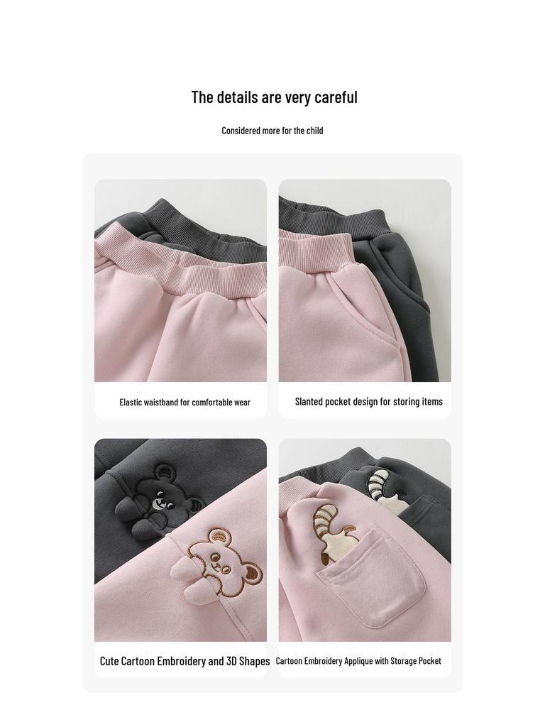 European Boys' Cartoon Sports Thick Sweatpants - Autumn/Winter 2025 Toddler & Children’s Clothing