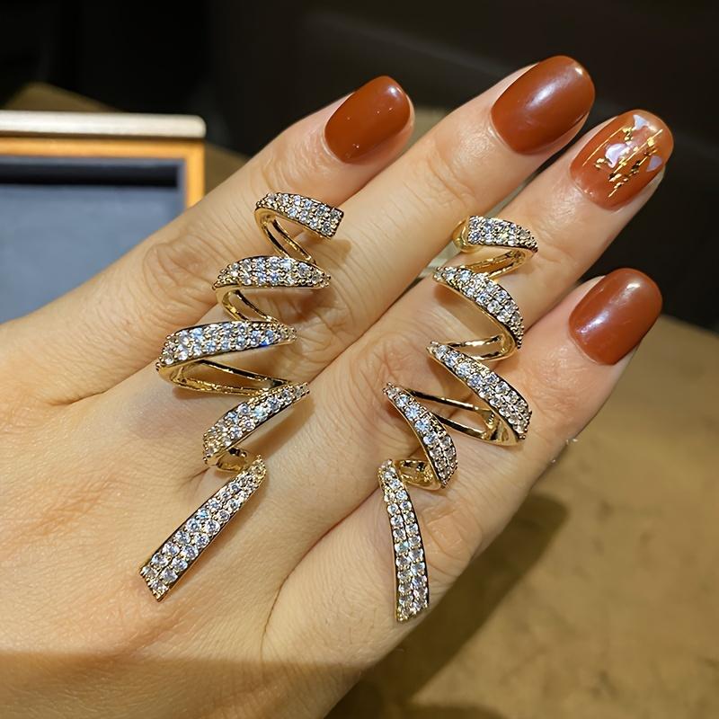 Luxury Stylish Geometric Ribbon-shaped Inlaid Bright Zircon Earrings for Ladies Exquisite Engagement Wedding Party Jewelry