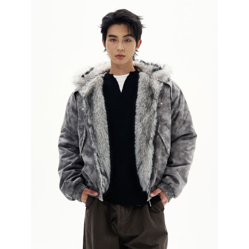 Kisko Winter American-Style Deconstructed Design Suede Jacket for Men and Women, Trendy Brand Thickened Warm Cotton Coat