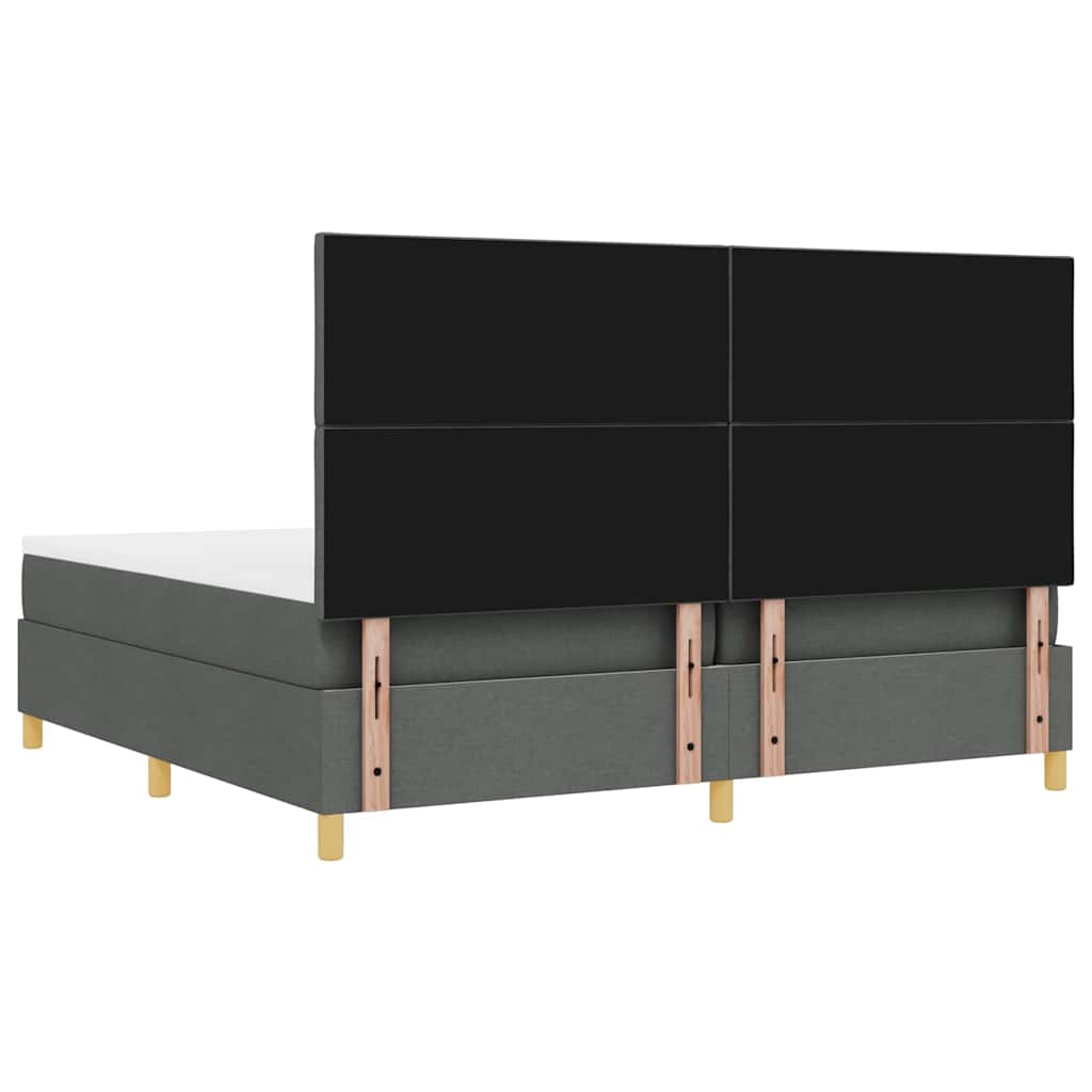 Box Spring Bed with Mattress Dark Grey 200 x 200 cm Fabric