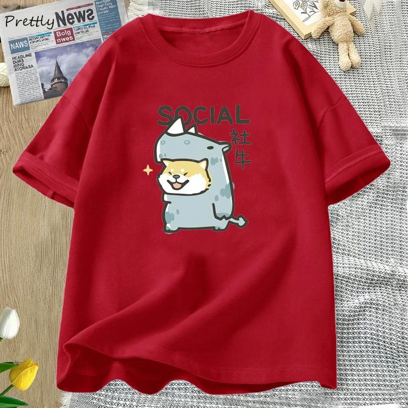 

Funny Shiba Inu Letter T Shirt Women Unisex Summer Oversized Tshirt Cartoon Cotton Short Sleeve Tees Breathable Womens TShirts S