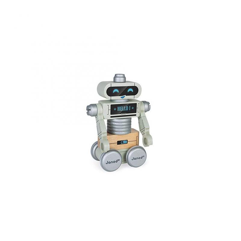 Janod - Brico'Kids Wooden Robots - Construction Toy - Teaches Fine Motor Skills and Imagination - Ages 3 and Up, J06473