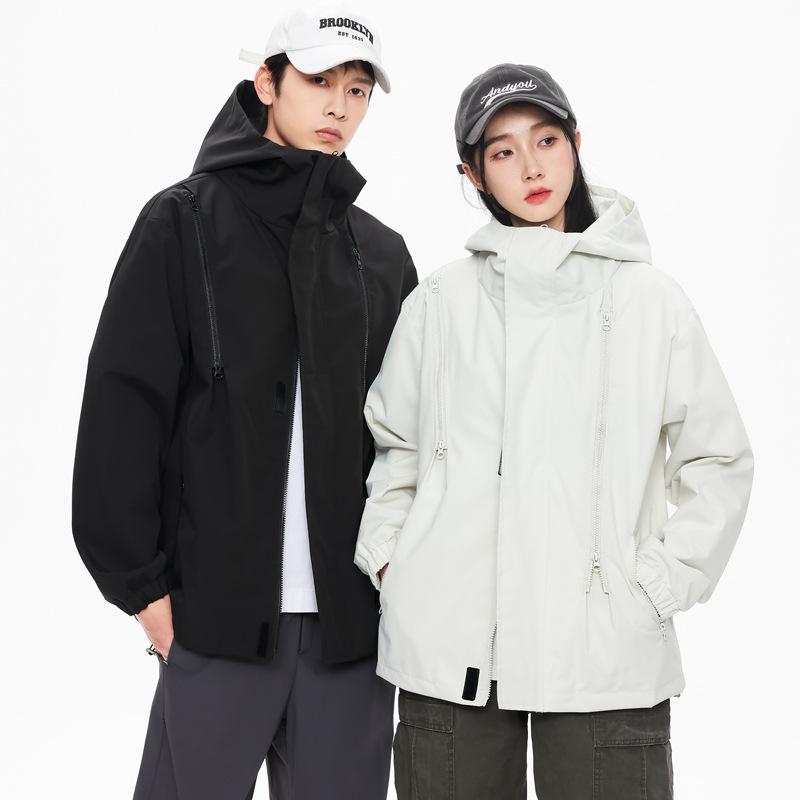 Casual Outdoor Hooded Windbreaker for Couples: Stylish, Three-Proof, Teen Mountaineering Jacket