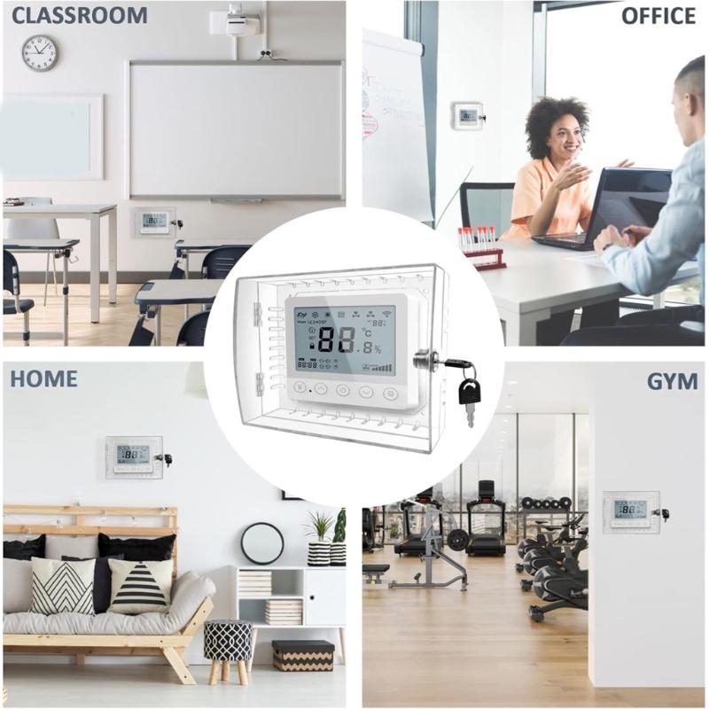 Thermostat Lock Box Thermostat Lock Box with Key Transparent Thermostat Protective Cover Wall Mounted Thermostats