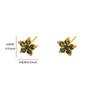 Vierblättrige Kleeblüten-Steckohrringe für Damen, eingelegt mit farbigem Zirkon, vielseitiger Ohrschmuck aus Edelstahl, 18K Gold-beschichtet