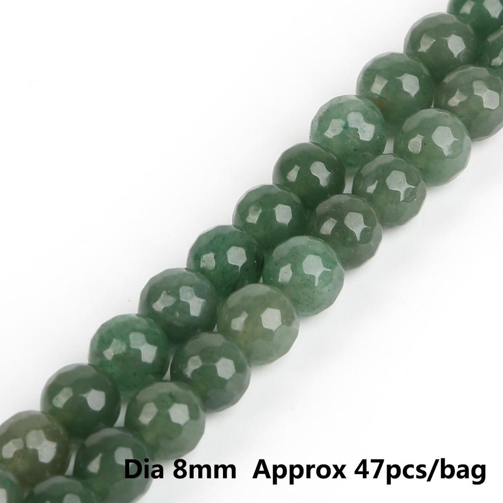 Green Aventurine Faceted Beads, 4-12mm Round Loose Beads 15” Strand for Jewelry Making