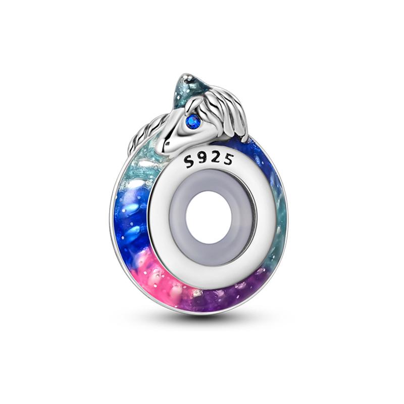 100% 925 Silver Rainbow Zircon Colorful Butterfly Dragon Shaped Silicone Stopper Charms Beads Fit DIY Bracelets Jewelry