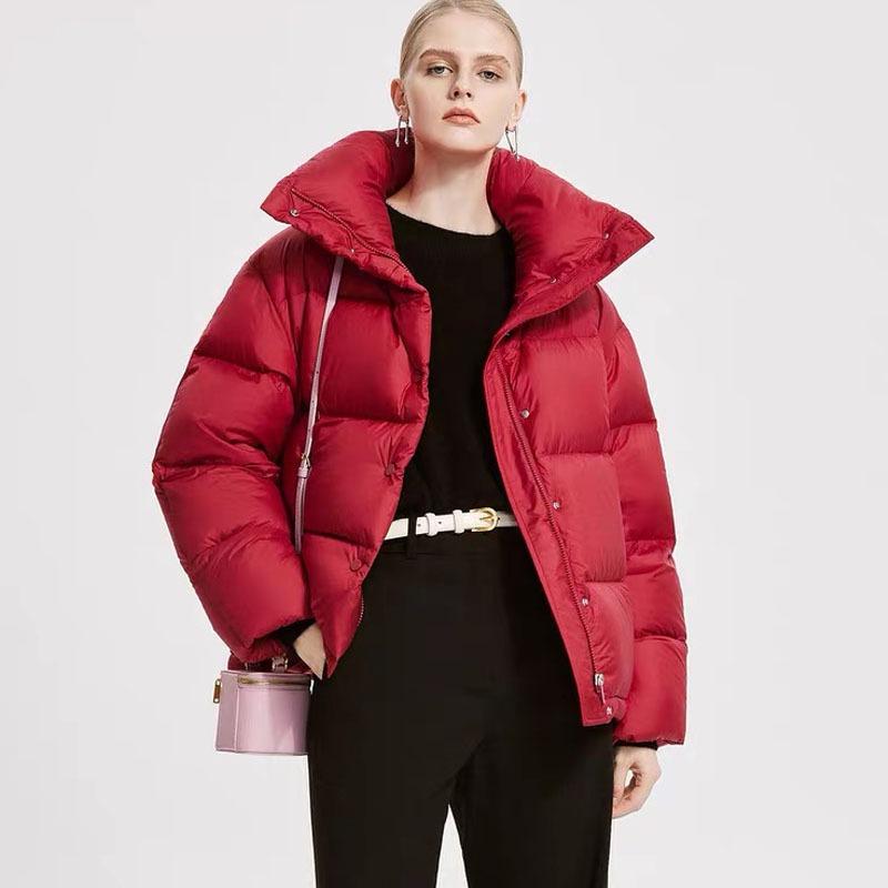 Autumn and winter new 90 white duck down jacket women's thickened stand-up collar short bread jacket