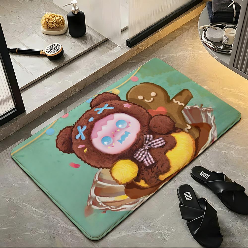 Character B-Boo B-Bear Floor Mat Soft Flannel Floor Mat Suitable for Entryways, Living Rooms, Bedrooms, and Bathrooms