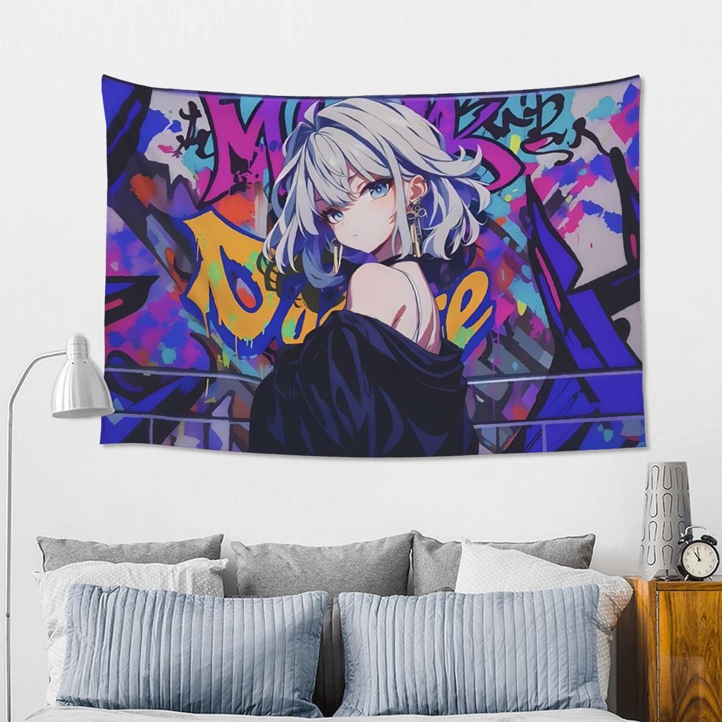 Colorful Anime Girl Tapestry Wall Hanging Blanket Tapestry Home Decor Items Wall Decorations