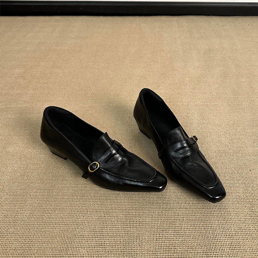 Vintage British Style Women's Flats Fashionable Retro Thick Heel Loafers Autumn Winter Low Top Flat Women's Shoes